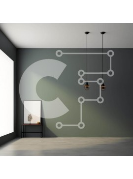 Intra Συλλεκτικό Ξύλινο Παζλ Plywood  4mm - Άδειο δωμάτιο με πράσινο τοίχο, κρεμαστά φώτα, πάγκο και μικρό φυτό Σε Ξύλινο Κουτί - Διαστάσεις Puzzle: 10x10 cm – 25 κομμάτια