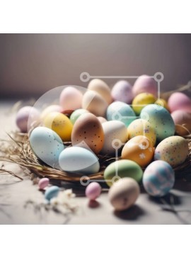 Intra Συλλεκτικό Ξύλινο Παζλ Plywood  4mm - Πολύχρωμα Πασχαλινά αυγά στο εορταστικό καλάθι Σε Ξύλινο Κουτί - Διαστάσεις Puzzle: 10x10 cm – 25 κομμάτια