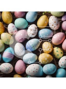 Intra Συλλεκτικό Ξύλινο Παζλ Plywood  4mm - Πολύχρωμα Πασχαλινά αυγά στο ψάθινο καλάθι Σε Ξύλινο Κουτί - Διαστάσεις Puzzle: 10x10 cm – 25 κομμάτια