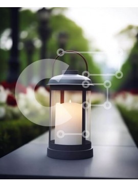 Intra Συλλεκτικό Ξύλινο Παζλ Plywood  4mm - Λευκό φανάρι στο τραπέζι εξωτερικού χώρου Σε Ξύλινο Κουτί - Διαστάσεις Puzzle: 10x10 cm – 25 κομμάτια