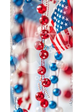 Intra Συλλεκτικό Ξύλινο Παζλ Plywood  4mm - Διακόσμηση αμερικανικής σημαίας με κόκκινες, λευκές και μπλε χάντρες Σε Ξύλινο Κουτί - Διαστάσεις Puzzle: 10x10 cm – 25 κομμάτια