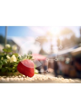 Σετ των 2 Intra Συλλεκτικό Ξύλινο Παζλ Plywood  4mm - Κόκκινη φράουλα στην υπαίθρια αγορά Σε Ξύλινο Κουτί - Διαστάσεις: 10x10 cm – 25 κομμάτια