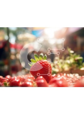 Σετ των 2 Intra Συλλεκτικό Ξύλινο Παζλ Plywood  4mm - Φρέσκια φράουλα στην υπαίθρια αγορά Σε Ξύλινο Κουτί - Διαστάσεις: 10x10 cm – 25 κομμάτια