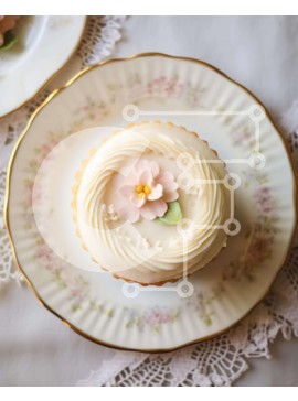 Σετ των 2 Intra Συλλεκτικό Ξύλινο Παζλ Plywood  4mm - Λαχταριστά cupcakes σε λευκό πιάτο με floral διακόσμηση Σε Ξύλινο Κουτί - Διαστάσεις: 10x10 cm – 25 κομμάτια