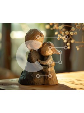 Intra Συλλεκτικό Ξύλινο Παζλ Plywood  4mm - Ξύλινο ειδώλιο που αγκαλιάζει βρέφος ή παιδί Σε Ξύλινο Κουτί - Διαστάσεις Puzzle: 10x10 cm – 25 κομμάτια