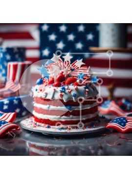 Σετ των 2 Intra Συλλεκτικό Ξύλινο Παζλ Plywood  4mm - Εορταστική τούρτα 4ης Ιουλίου Σε Ξύλινο Κουτί - Διαστάσεις: 10x10 cm – 25 κομμάτια
