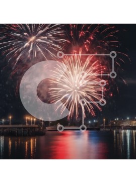 Intra Συλλεκτικό Ξύλινο Παζλ Plywood  4mm - Επίδειξη πυροτεχνημάτων πάνω από το νερό τη νύχτα Σε Ξύλινο Κουτί - Διαστάσεις Puzzle: 10x10 cm – 25 κομμάτια