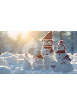 Intra Συλλεκτικό Ξύλινο Παζλ Plywood  4mm - Χιονάνθρωποι στο χιόνι Σε Ξύλινο Κουτί - Διαστάσεις Puzzle: 10x10 cm – 25 κομμάτια