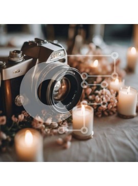 Intra Συλλεκτικό Ξύλινο Παζλ Plywood  4mm - Vintage κάμερα με κεριά και λουλούδια Σε Ξύλινο Κουτί - Διαστάσεις Puzzle: 10x10 cm – 25 κομμάτια