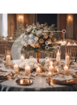 Σετ των 2 Intra Συλλεκτικό Ξύλινο Παζλ Plywood  4mm - Κομψό λευκό τραπέζι με κεριά και λουλούδια Σε Ξύλινο Κουτί - Διαστάσεις: 10x10 cm – 25 κομμάτια