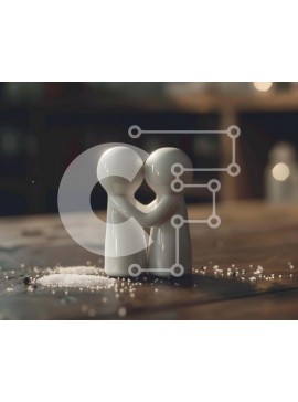 Intra Συλλεκτικό Ξύλινο Παζλ Plywood  4mm - Αγκαλιάζοντας ειδώλια με σέικερ για αλάτι και πιπέρι Σε Ξύλινο Κουτί - Διαστάσεις Puzzle: 10x10 cm – 25 κομμάτια