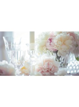 Σετ των 2 Intra Συλλεκτικό Ξύλινο Παζλ Plywood  4mm - Κομψά στρωμένη τραπεζαρία με λευκά και ροζ λουλούδια Σε Ξύλινο Κουτί - Διαστάσεις: 10x10 cm – 25 κομμάτια