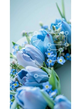 Intra Συλλεκτικό Ξύλινο Παζλ Plywood  4mm - Μπλε στεφάνι λουλουδιών στο τραπέζι Σε Ξύλινο Κουτί - Διαστάσεις Puzzle: 10x10 cm – 25 κομμάτια