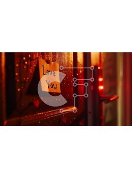 Intra Συλλεκτικό Ξύλινο Παζλ Plywood  4mm - Ρομαντική πόρτα με κόκκινο φωτισμό με νότα 'Love You' Σε Ξύλινο Κουτί - Διαστάσεις Puzzle: 10x10 cm – 25 κομμάτια