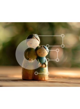 Intra Συλλεκτικό Ξύλινο Παζλ Plywood  4mm - Συναισθηματικό ειδώλιο δύο ανθρώπων που αγκαλιάζονται Σε Ξύλινο Κουτί - Διαστάσεις Puzzle: 10x10 cm – 25 κομμάτια