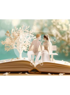 Intra Συλλεκτικό Ξύλινο Παζλ Plywood  4mm - Χαρτί κομμένα νεόνυμφοι που γιορτάζουν την αγάπη και τη συντροφικότητα Σε Ξύλινο Κουτί - Διαστάσεις Puzzle: 10x10 cm – 25 κομμάτια