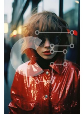 Intra Συλλεκτικό Ξύλινο Παζλ Plywood  4mm - Γυναίκα με κόκκινα μαλλιά και γυαλιά ηλίου στην οδό Σε Ξύλινο Κουτί - Διαστάσεις Puzzle: 10x10 cm – 25 κομμάτια