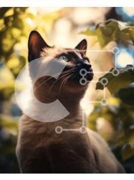 Σετ των 2 Intra Συλλεκτικό Ξύλινο Παζλ Plywood  4mm - Περίεργη σιαμέζα γάτα ανάμεσα στα φύλλα Σε Ξύλινο Κουτί - Διαστάσεις: 10x10 cm – 25 κομμάτια