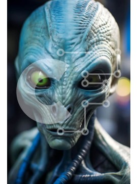 Intra Συλλεκτικό Ξύλινο Παζλ Plywood  4mm - Εξωγήινη φιγούρα με πράσινα μάτια Σε Ξύλινο Κουτί - Διαστάσεις Puzzle: 10x10 cm – 25 κομμάτια