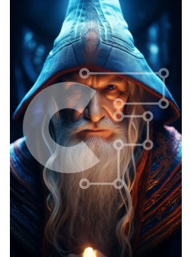 Intra Συλλεκτικό Ξύλινο Παζλ Plywood  4mm - Γέρος με μακριά γενειάδα και λευκή ρόμπα Σε Ξύλινο Κουτί - Διαστάσεις Puzzle: 10x10 cm – 25 κομμάτια