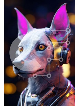 Σετ των 2 Intra Συλλεκτικό Ξύλινο Παζλ Plywood  4mm - Λευκό σκυλί με ακουστικά που ακούει μουσική Σε Ξύλινο Κουτί - Διαστάσεις: 10x10 cm – 25 κομμάτια