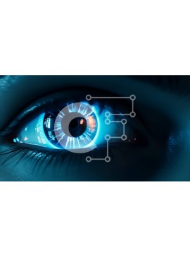 Intra Συλλεκτικό Ξύλινο Παζλ Plywood  4mm - Ατομικό μάτι που φωτίζεται με μπλε φώτα Σε Ξύλινο Κουτί - Διαστάσεις Puzzle: 10x10 cm – 25 κομμάτια