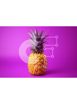 Σετ των 2 Intra Συλλεκτικό Ξύλινο Παζλ Plywood  4mm - Κίτρινος ανανάς σε μωβ φόντο Σε Ξύλινο Κουτί - Διαστάσεις: 10x10 cm – 25 κομμάτια