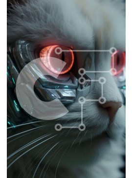 Σετ των 2 Intra Συλλεκτικό Ξύλινο Παζλ Plywood  4mm - Λευκή γάτα με ρομποτικά χαρακτηριστικά Σε Ξύλινο Κουτί - Διαστάσεις: 10x10 cm – 25 κομμάτια