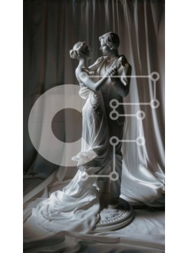 Intra Συλλεκτικό Ξύλινο Παζλ Plywood  4mm - Ρομαντικό λευκό άγαλμα του χορευτικού ζευγαριού Σε Ξύλινο Κουτί - Διαστάσεις Puzzle: 10x10 cm – 25 κομμάτια