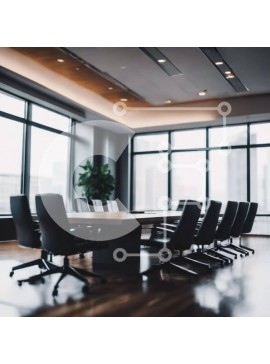 Intra Συλλεκτικό Ξύλινο Παζλ Plywood  4mm - Κενή αίθουσα συνεδριάσεων με μαύρο τραπέζι και καρέκλες Σε Ξύλινο Κουτί - Διαστάσεις Puzzle: 10x10 cm – 25 κομμάτια