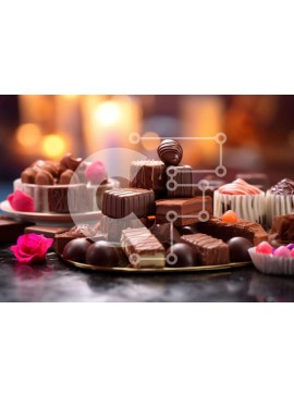 Σετ των 2 Intra Συλλεκτικό Ξύλινο Παζλ Plywood  4mm - Ποικιλία από σοκολάτες, καραμέλες και επιδόρπια με κεριά Σε Ξύλινο Κουτί - Διαστάσεις: 10x10 cm – 25 κομμάτια