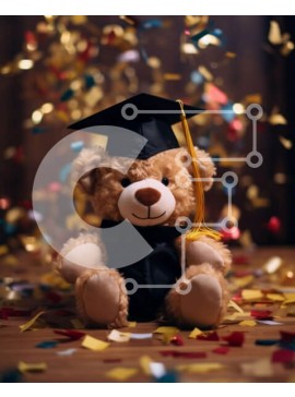 Intra Συλλεκτικό Ξύλινο Παζλ Plywood  4mm - Εορτασμός αποφοίτησης Teddy Bear Σε Ξύλινο Κουτί - Διαστάσεις Puzzle: 10x10 cm – 25 κομμάτια