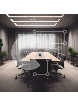 Intra Συλλεκτικό Ξύλινο Παζλ Plywood  4mm - Τραπέζι συνεδρίων σε χώρο γραφείου με φυτά σε γλάστρες Σε Ξύλινο Κουτί - Διαστάσεις Puzzle: 10x10 cm – 25 κομμάτια