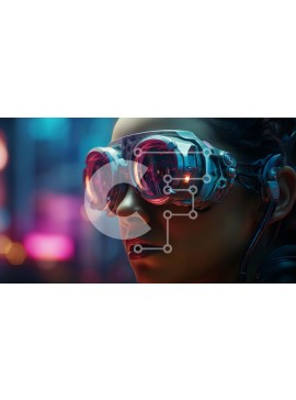 Intra Συλλεκτικό Ξύλινο Παζλ Plywood  4mm - Γυναίκα με φουτουριστικά γυαλιά σε αστικό περιβάλλον Σε Ξύλινο Κουτί - Διαστάσεις Puzzle: 10x10 cm – 25 κομμάτια