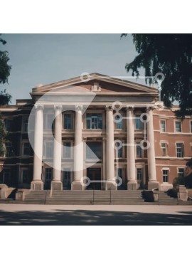 Intra Συλλεκτικό Ξύλινο Παζλ Plywood  4mm - Μεγάλο τούβλο κτίριο με κολώνες και δέντρα Σε Ξύλινο Κουτί - Διαστάσεις Puzzle: 10x10 cm – 25 κομμάτια