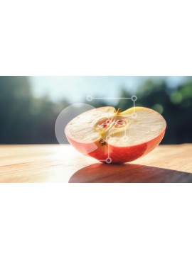 Σετ των 2 Intra Συλλεκτικό Ξύλινο Παζλ Plywood  4mm - Φρεσκοκομμένο μήλο σε ξύλινο τραπέζι Σε Ξύλινο Κουτί - Διαστάσεις: 10x10 cm – 25 κομμάτια