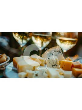 Σετ των 2 Intra Συλλεκτικό Ξύλινο Παζλ Plywood  4mm - Πιάτο τυρί και ζευγάρωμα λευκού κρασιού Σε Ξύλινο Κουτί - Διαστάσεις: 10x10 cm – 25 κομμάτια