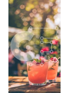 Intra Συλλεκτικό Ξύλινο Παζλ Plywood  4mm - Ροζ ποτά με φρέσκα φύλλα μέντας σε εξωτερικό περιβάλλον Σε Ξύλινο Κουτί - Διαστάσεις: 10x10 cm – 25 κομμάτια