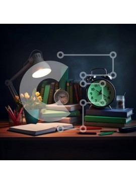 Intra Συλλεκτικό Ξύλινο Παζλ Plywood  4mm - Γραφείο με βιβλία, Ξυπνητήρι και λουλούδια Σε Ξύλινο Κουτί - Διαστάσεις Puzzle: 10x10 cm – 25 κομμάτια