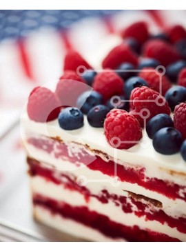 Σετ των 2 Intra Συλλεκτικό Ξύλινο Παζλ Plywood  4mm - Πατριωτικό αμερικανικό κέικ με μούρα και σημαία Σε Ξύλινο Κουτί - Διαστάσεις: 10x10 cm – 25 κομμάτια