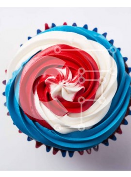 Σετ των 2 Intra Συλλεκτικό Ξύλινο Παζλ Plywood  4mm - Πατριωτικό Cupcake με Κόκκινο, Λευκό και Μπλε γλάσο Σε Ξύλινο Κουτί - Διαστάσεις: 10x10 cm – 25 κομμάτια