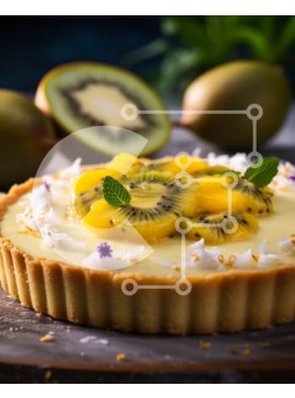 Σετ των 2 Intra Συλλεκτικό Ξύλινο Παζλ Plywood  4mm - Τάρτα ακτινιδίων με φρέσκα μούρα και φύλλα μέντας Σε Ξύλινο Κουτί - Διαστάσεις: 10x10 cm – 25 κομμάτια