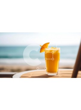 Intra Συλλεκτικό Ξύλινο Παζλ Plywood  4mm - Ποτό με γεύση πορτοκάλι δίπλα στην παραλία Σε Ξύλινο Κουτί - Διαστάσεις: 10x10 cm – 25 κομμάτια