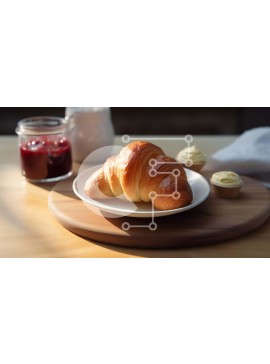 Σετ των 2 Intra Συλλεκτικό Ξύλινο Παζλ Plywood  4mm - Κρουασάν, μαρμελάδα και μίνι μάφιν σε ξύλινη σανίδα κοπής Σε Ξύλινο Κουτί - Διαστάσεις: 10x10 cm – 25 κομμάτια