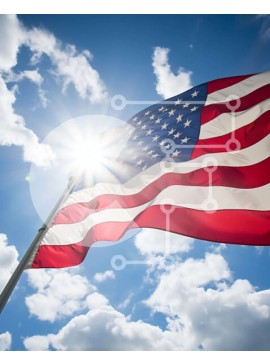 Intra Συλλεκτικό Ξύλινο Παζλ Plywood  4mm - Αμερικανική σημαία που κυματίζει την ημέρα της ανεξαρτησίας Σε Ξύλινο Κουτί - Διαστάσεις Puzzle: 10x10 cm – 25 κομμάτια