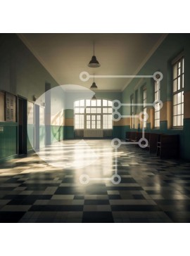 Intra Συλλεκτικό Ξύλινο Παζλ Plywood  4mm - Μακρύς άδειος διάδρομος με πλακάκια στο δάπεδο και μεγάλα παράθυρα Σε Ξύλινο Κουτί - Διαστάσεις Puzzle: 10x10 cm – 25 κομμάτια