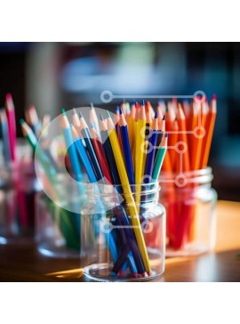 Intra Συλλεκτικό Ξύλινο Παζλ Plywood  4mm - Πολύχρωμα μολύβια σε γυάλινα βάζα Σε Ξύλινο Κουτί - Διαστάσεις: 10x10 cm – 25 κομμάτια