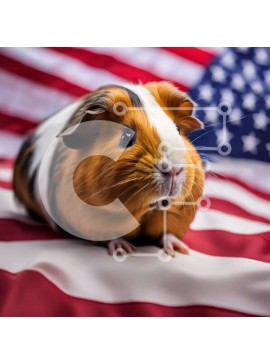 Intra Συλλεκτικό Ξύλινο Παζλ Plywood  4mm - Περίεργο ινδικό χοιρίδιο στην αμερικανική σημαία Σε Ξύλινο Κουτί - Διαστάσεις: 10x10 cm – 25 κομμάτια