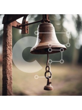 Intra Συλλεκτικό Ξύλινο Παζλ Plywood  4mm - Vintage σκουριασμένο κουδούνι σε ξύλινο στύλο Σε Ξύλινο Κουτί - Διαστάσεις Puzzle: 10x10 cm – 25 κομμάτια