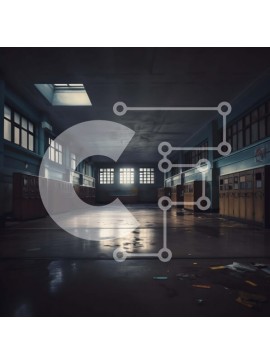 Intra Συλλεκτικό Ξύλινο Παζλ Plywood  4mm - Σκοτεινή και άδεια σχολική αίθουσα με ξύλινα θρανία και χαρτιά Σε Ξύλινο Κουτί - Διαστάσεις Puzzle: 10x10 cm – 25 κομμάτια